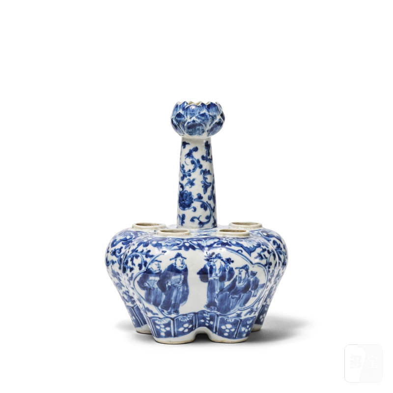 清康熙 青花人物故事圖花卉紋鬱金香瓶 | VASE TULIPE EN PORCELAINE BLEU BLANC - 图6